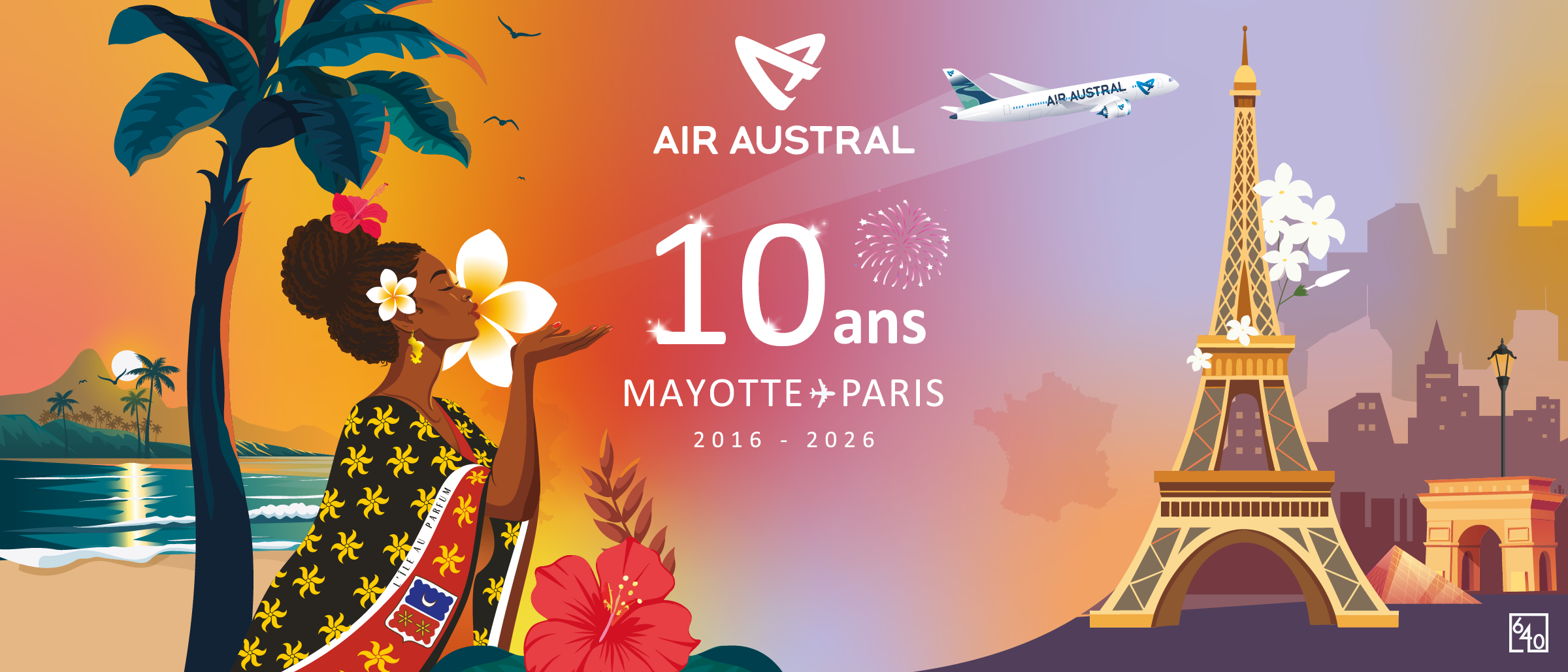 Œuvre 640 × Air Austral — 10 ans à relier vos vies